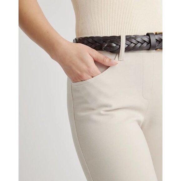 Quince Ultra-Stretch Ponte Straight Leg 4-Pocket Pant Petite Ecru S - Picture 4 of 5